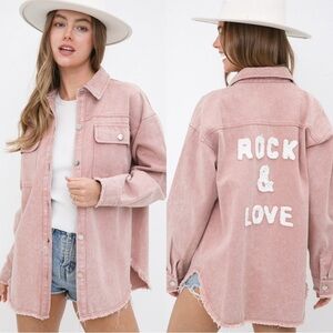 NWT Blue B Collection Pink button-up cotton Rock & love shirt Size: S